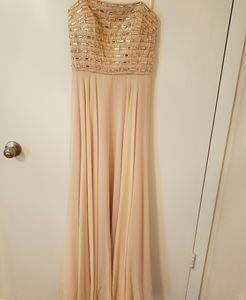 Strapless long gown front beading